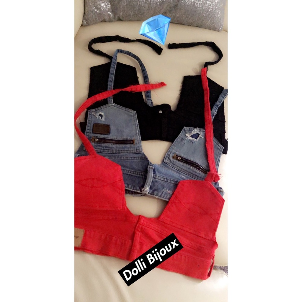 Custom denim Bralettes